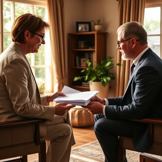 a warm professional home office scene showing a fiduc